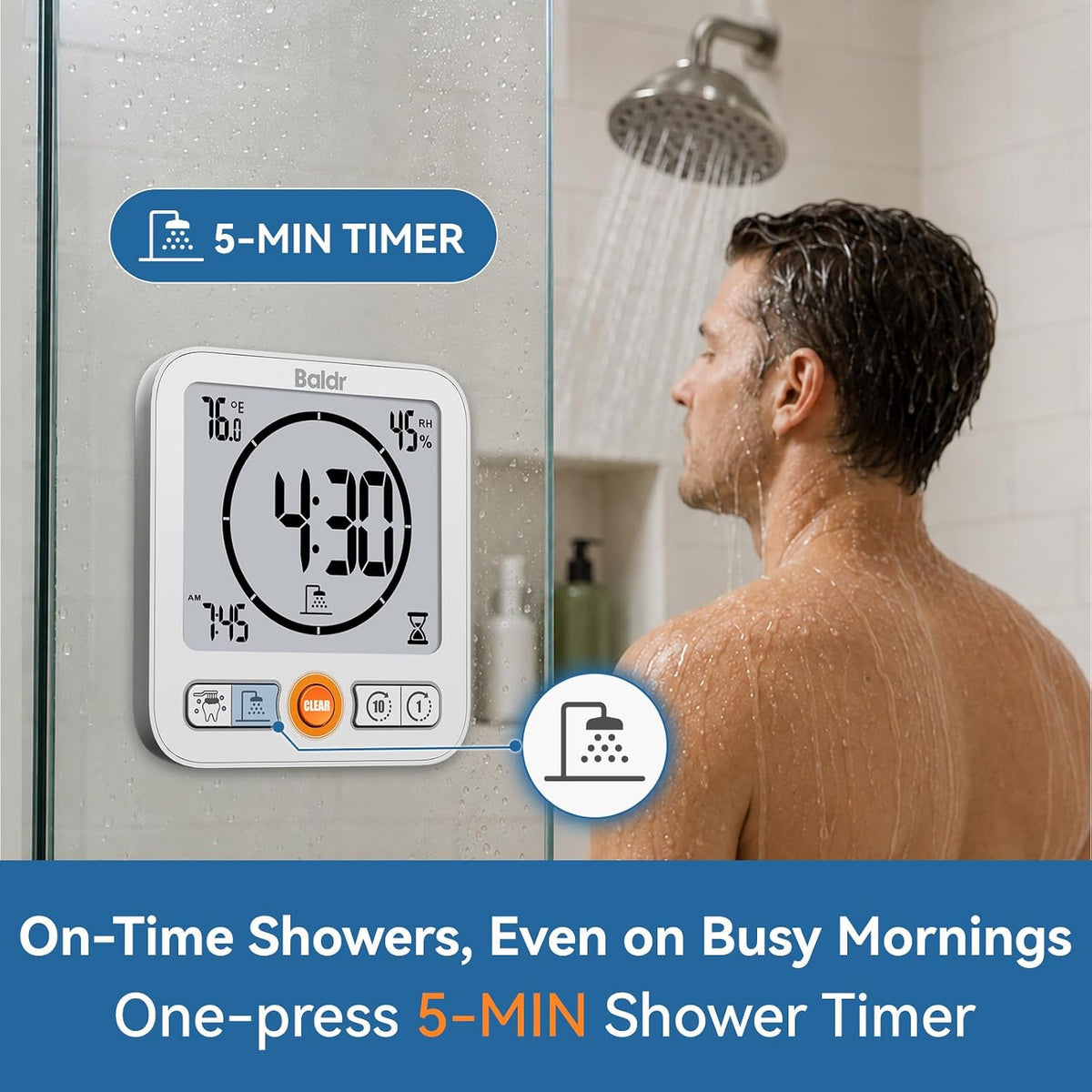 BALDR B0657STH-WT Shower Clock & Timer