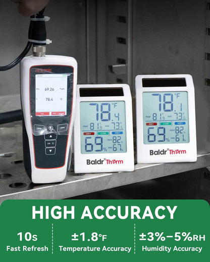 BALDR Solar Indoor Thermometer Humidity Meter No More Battery Changes