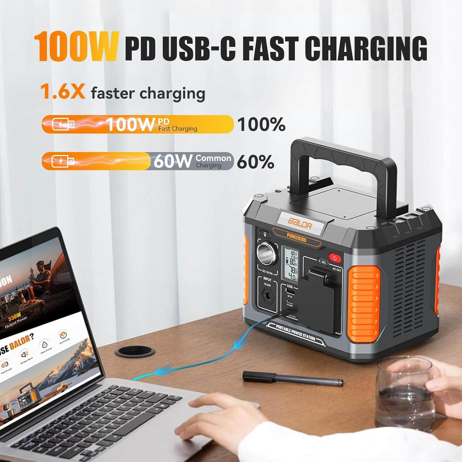 BaldrTherm 330W Solar Generator - 288Wh, Pure Sine Wave, CPAP Ready