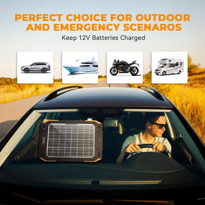 BALDR Upgraded 13W Solar Battery Trickle Charger Maintainer 12V Portable Waterproof Solar Panel Trickle Charging Kit for Car Automotive Boat Marine RV