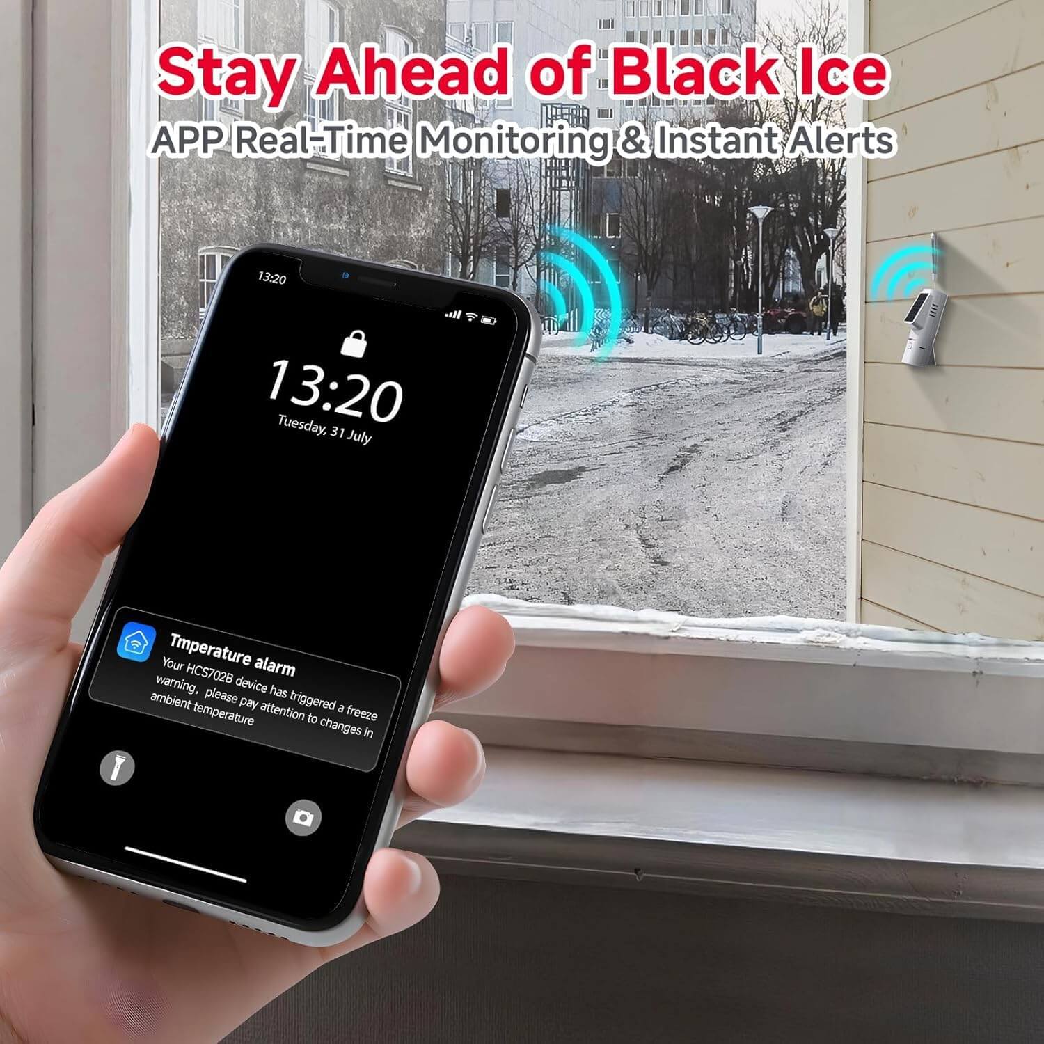 BaldrTherm Solar WiFi Hygrometer Thermometer Sensor, Smart Wireless Temperature Humidity（1 pack）