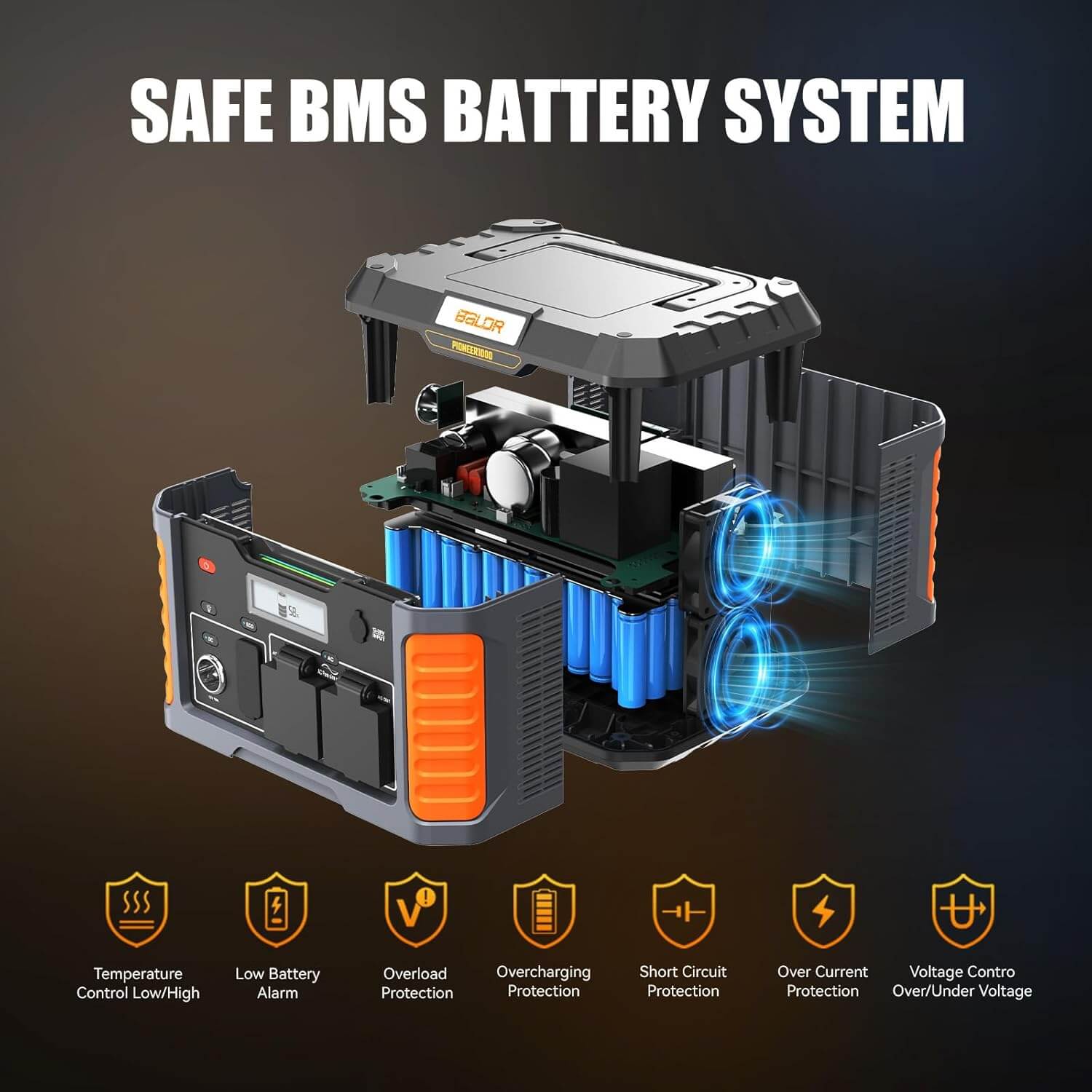 BaldrTherm 1000W Portable Power Station – 808Wh Solar Charging, PD 60W