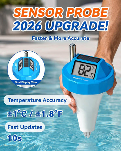 WiFi Pool Thermometer Floating, Solar Temperature with Smart Gateway, IPX8