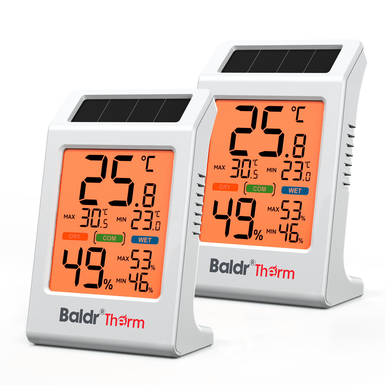 BALDR Solar Indoor Thermometer Humidity Meter No More Battery Changes
