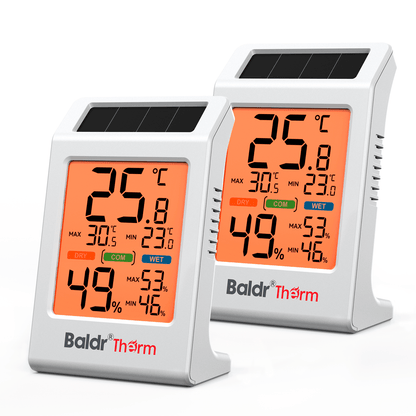 BALDR Solar Indoor Thermometer Humidity Meter No More Battery Changes