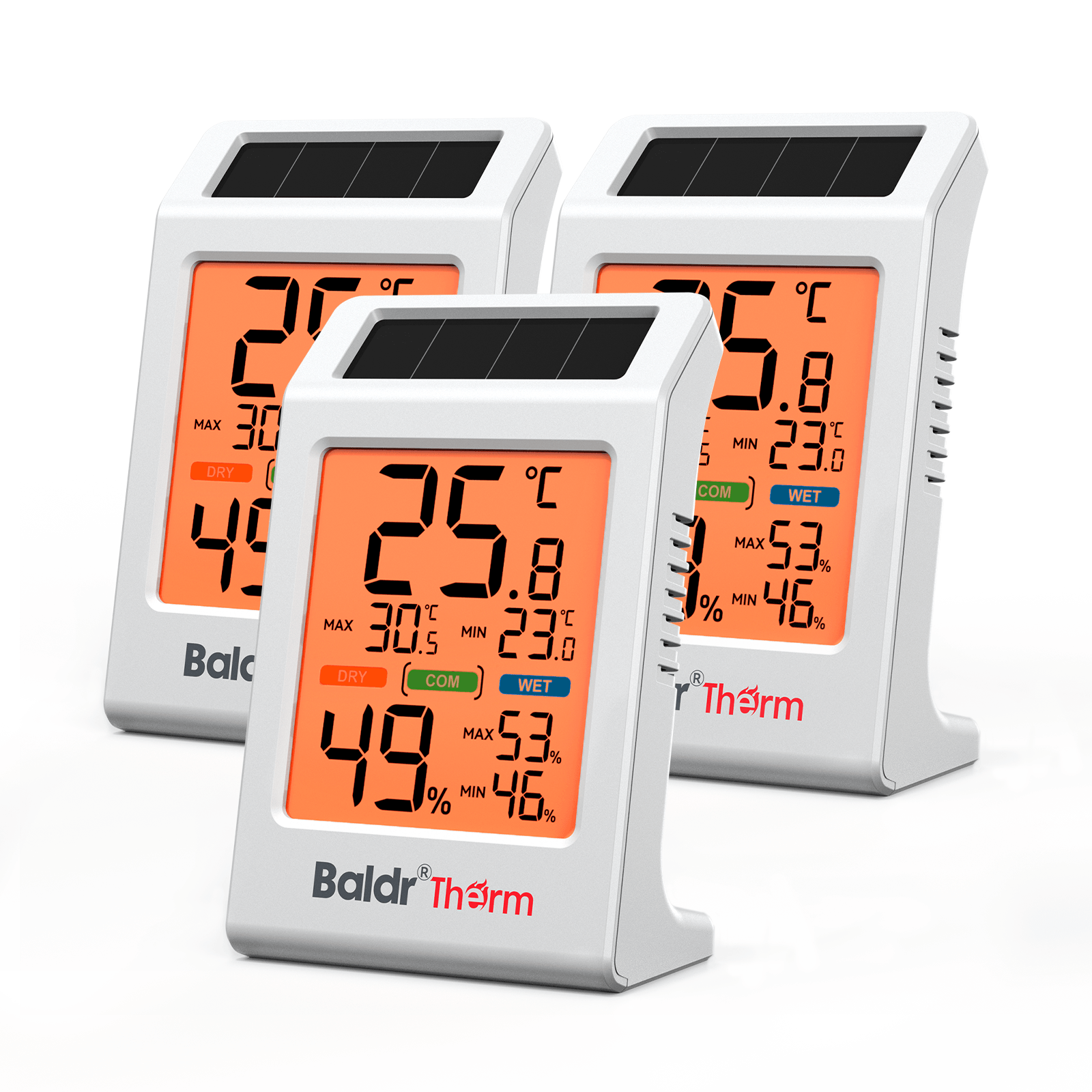 BALDR Solar Indoor Thermometer Humidity Meter No More Battery Changes