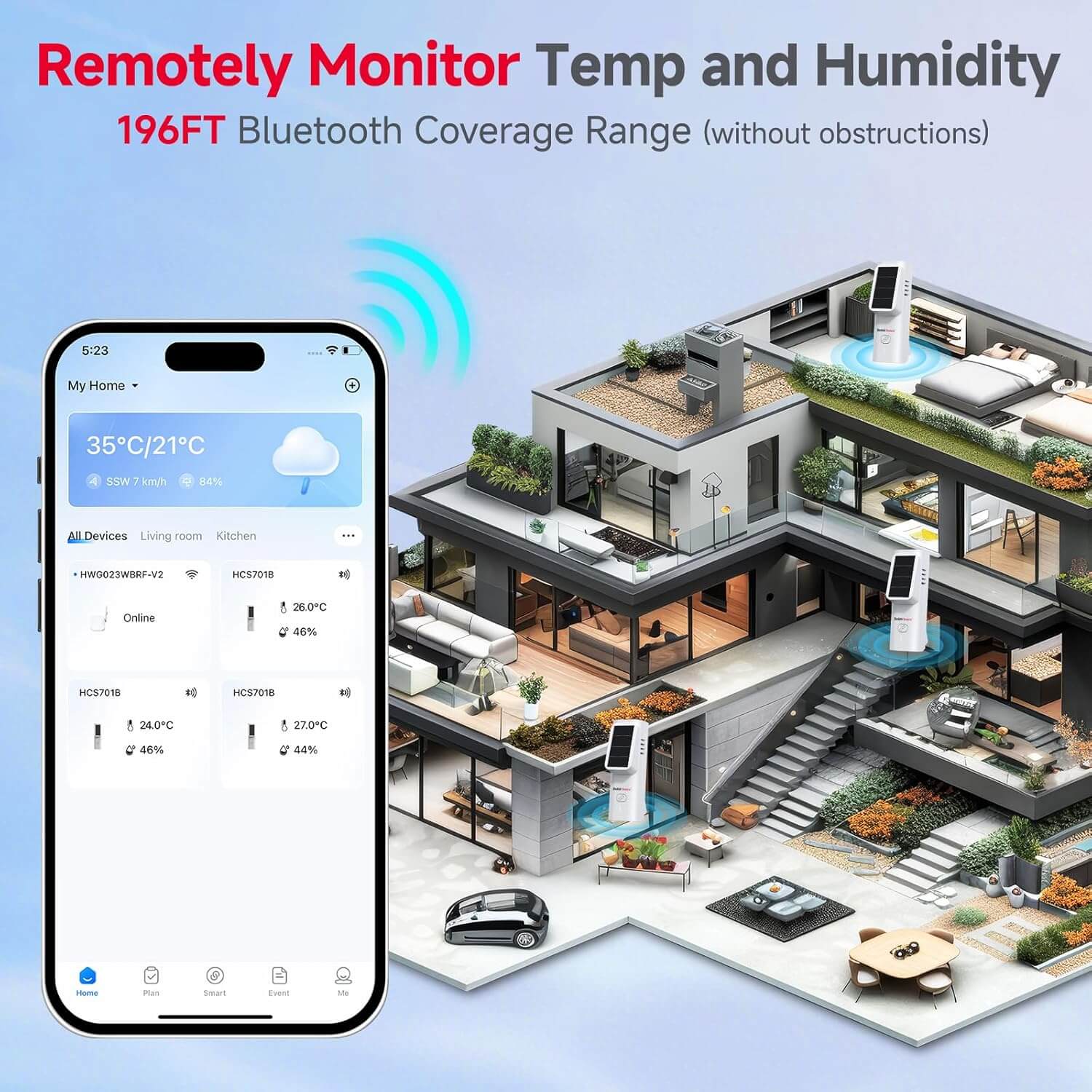 BaldrTherm Solar WiFi Hygrometer – Smart Temp & Humidity Sensor 6-Pack