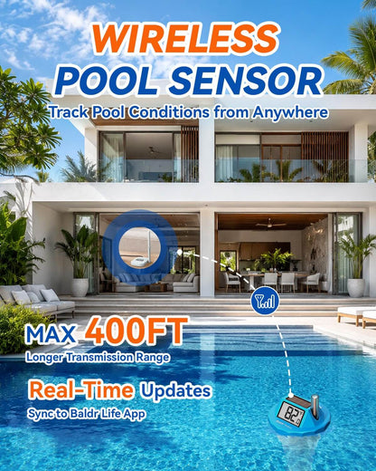 WiFi Pool Thermometer Floating, Solar Temperature with Smart Gateway, IPX8