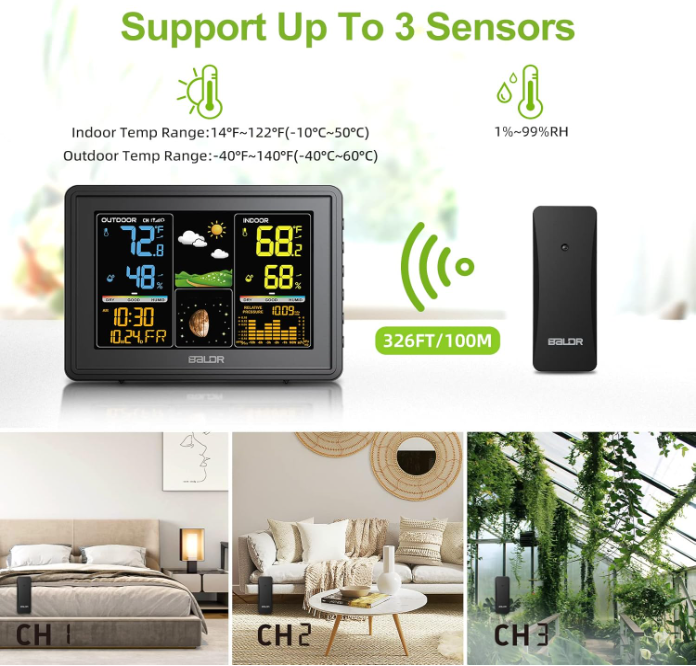 BaldrTherm Wireless Weather Station – Temp, Barometer & Moon Phase