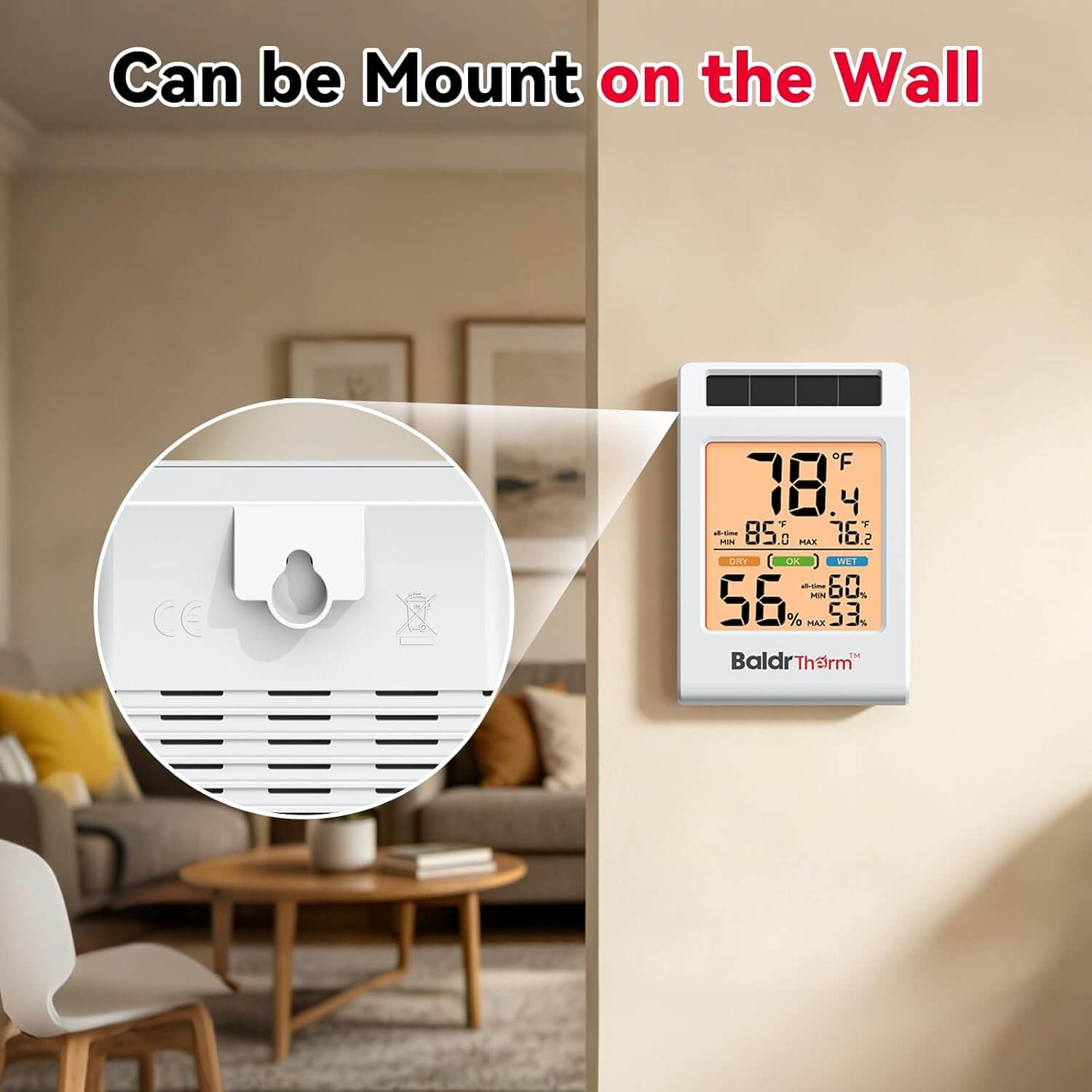 BaldrTherm Room Thermometer Indoor, Humidity Meter, 2026 Upgrade Backlit Digital Humidity&Temperature Monitor