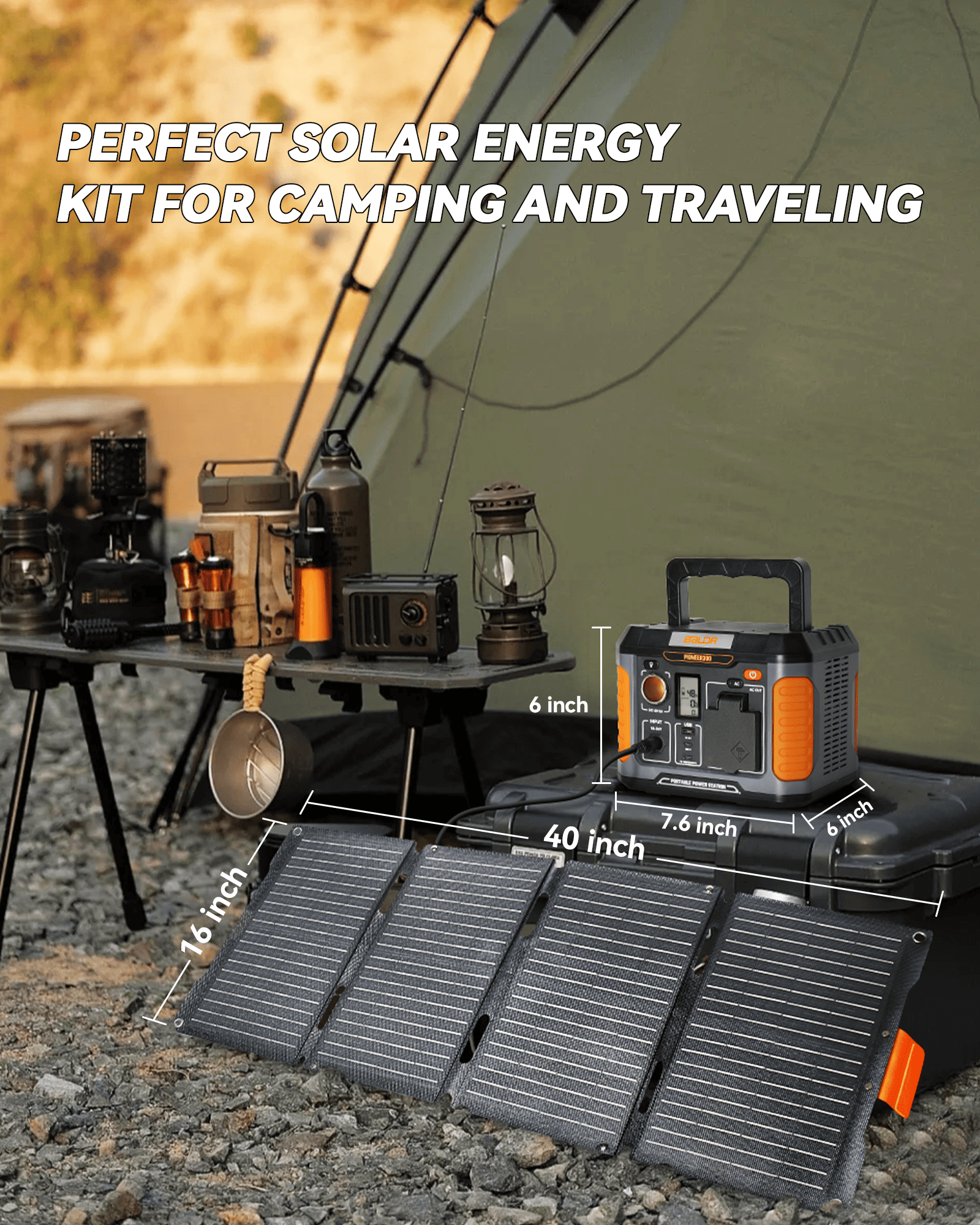 BALDR 300W Solar Generator with 60W Panel - Camping & Emergency Power