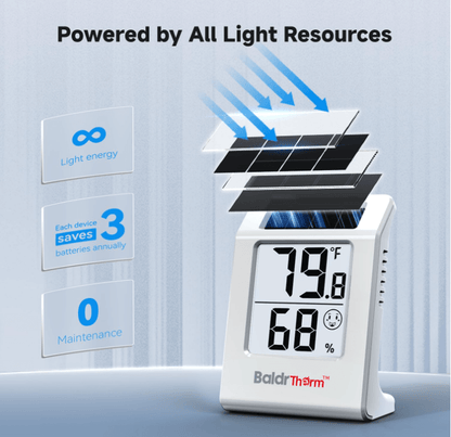 BaldrTherm Hygrometer – Solar-Powered Room Thermometer 2.2"