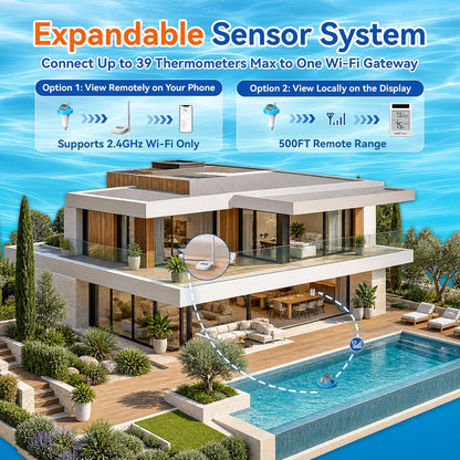BaldrTherm HCS706ARF+707RF+HWG023 WiFi Pool Thermometer