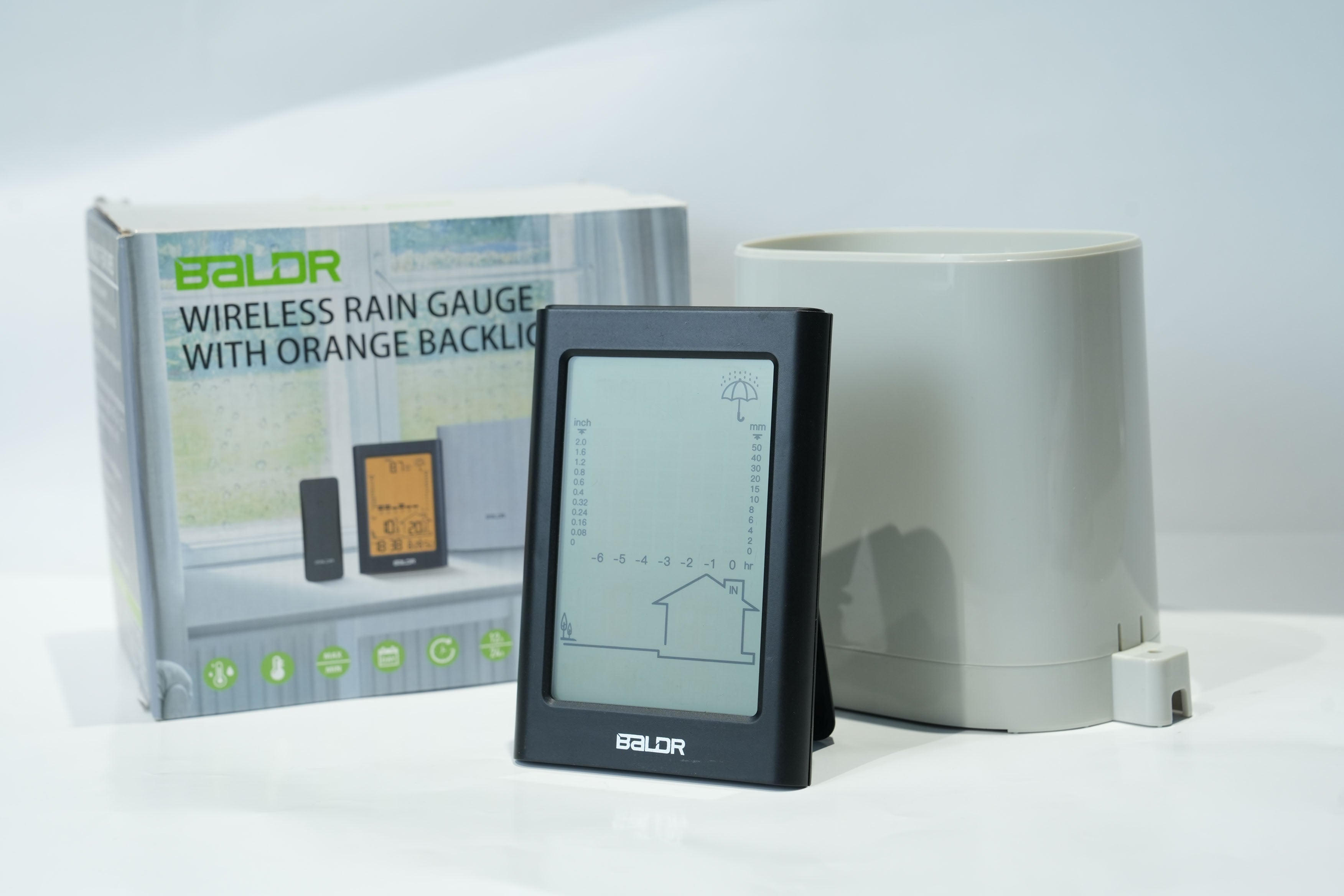 BALDR Plastic Rain Gauge Outdoor Freeze Proof with Accurate Monitoring