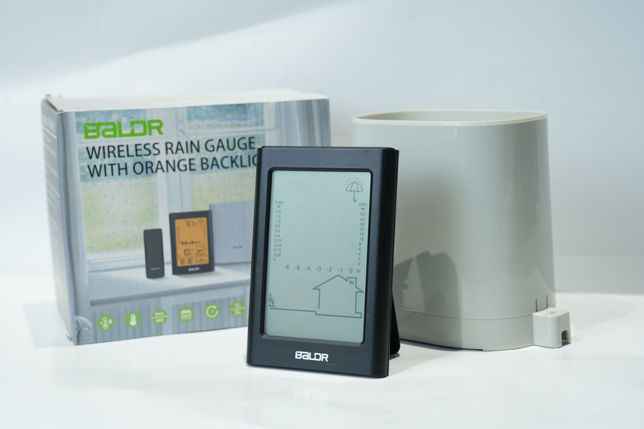 BALDR Plastic Rain Gauge Outdoor Freeze Proof with Accurate Monitoring