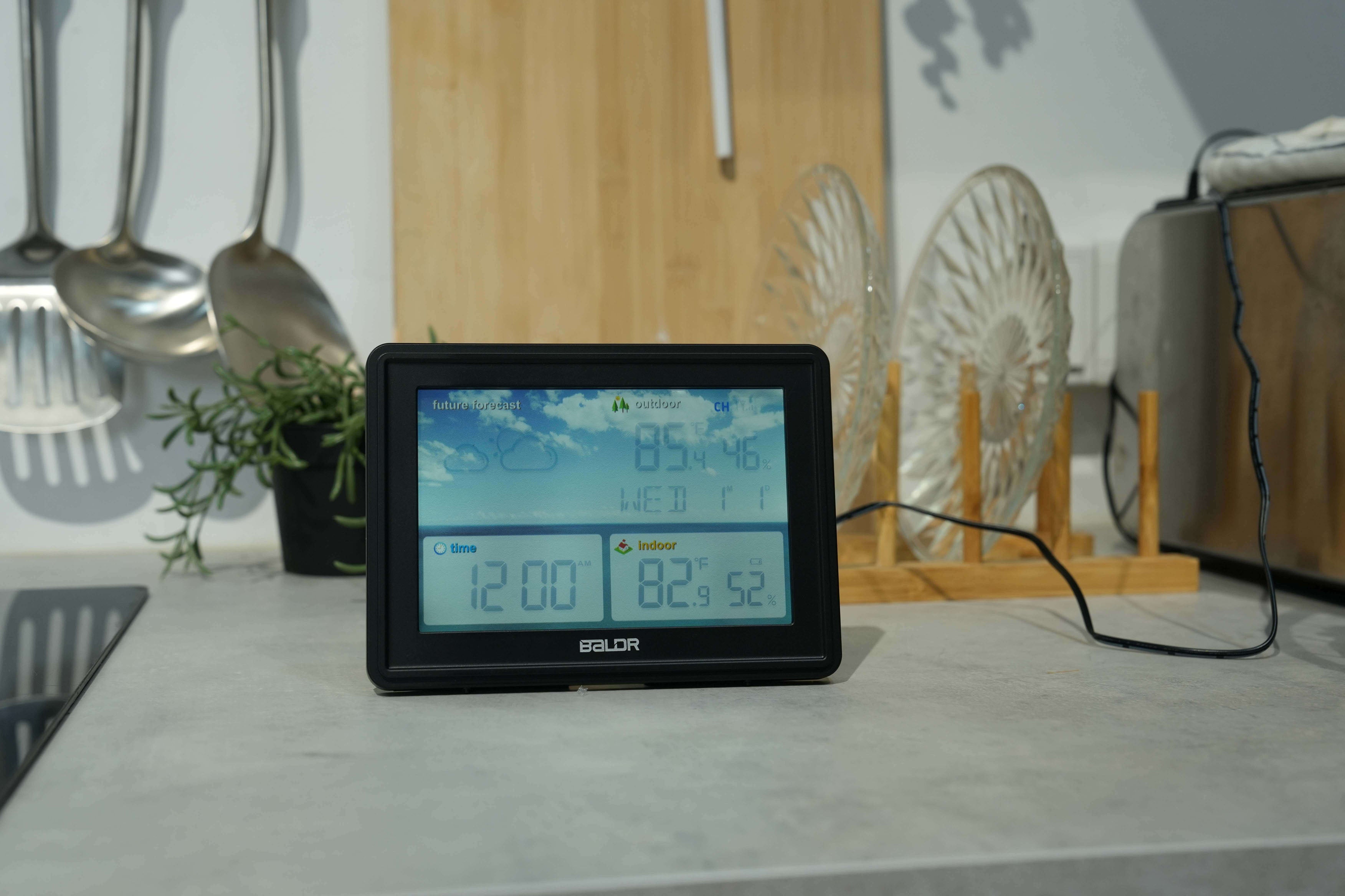 BALDR Lifetime Large Digital Clock with Day & Date, Customizable Alarms，weather and RCC