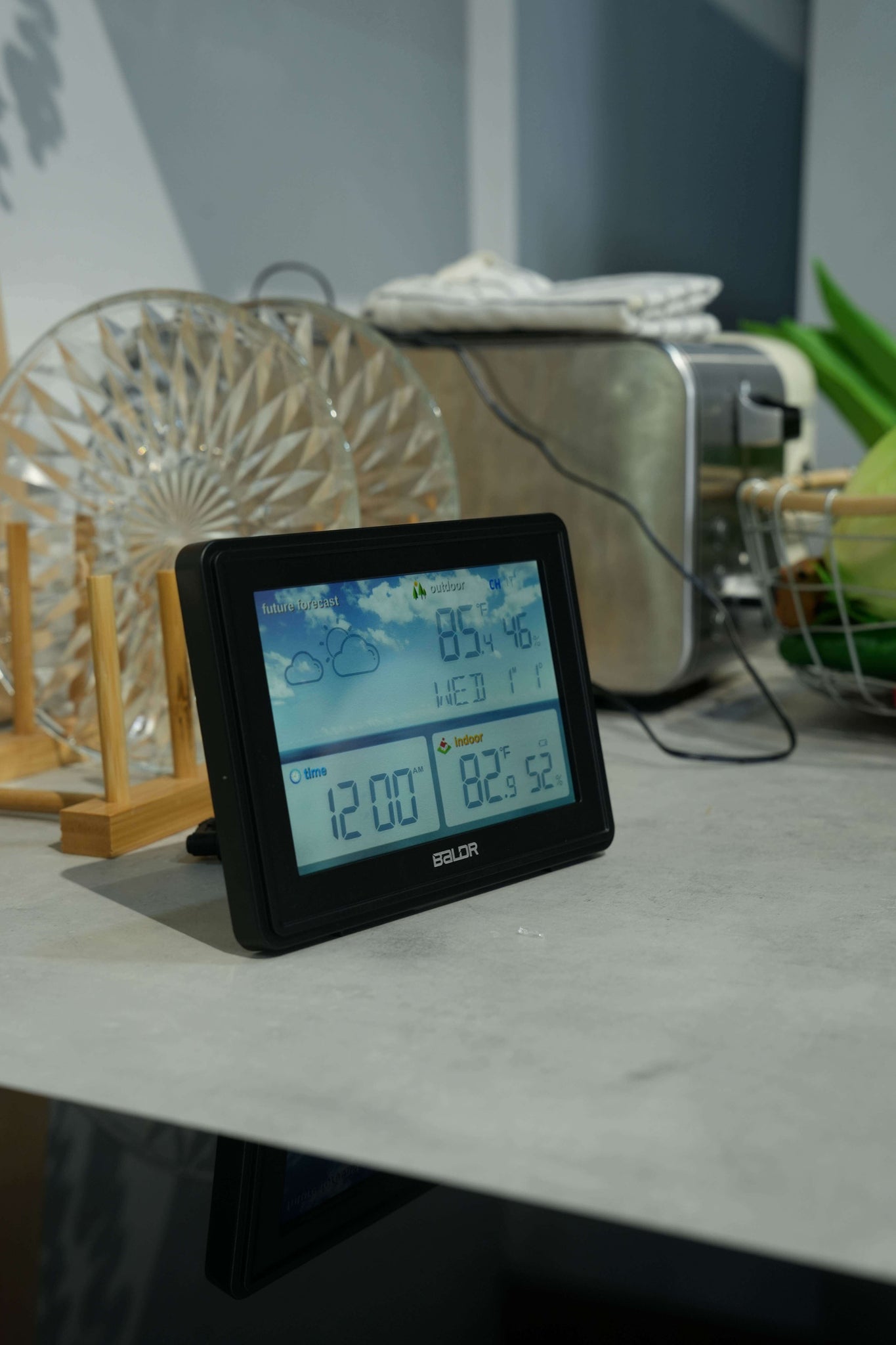 BALDR Lifetime Large Digital Clock with Day & Date, Customizable Alarms，weather and RCC