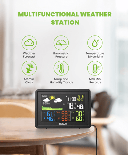 BaldrTherm Weather Station Black with Barometer & 3 Sensors
