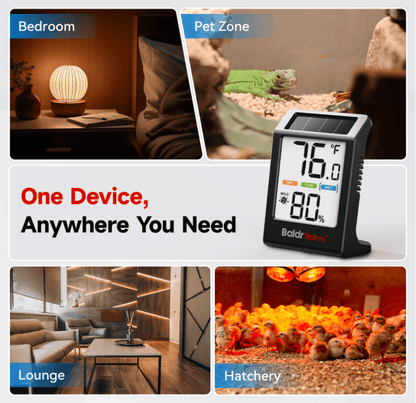 BaldrTherm Humidity Meter Hygrometer – 3.2'' Solar Room Thermometer