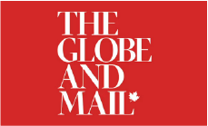 Logo of The Globe and Mail on a red background