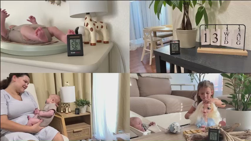 BaldrTherm Humidity Meter Hygrometer, Solar-Powered Room Thermometer 2.2',1Pack, Black