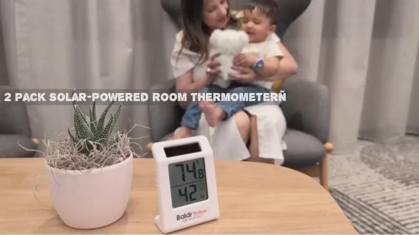 BaldrTherm Hygrometer – Solar-Powered Room Thermometer 2.2"